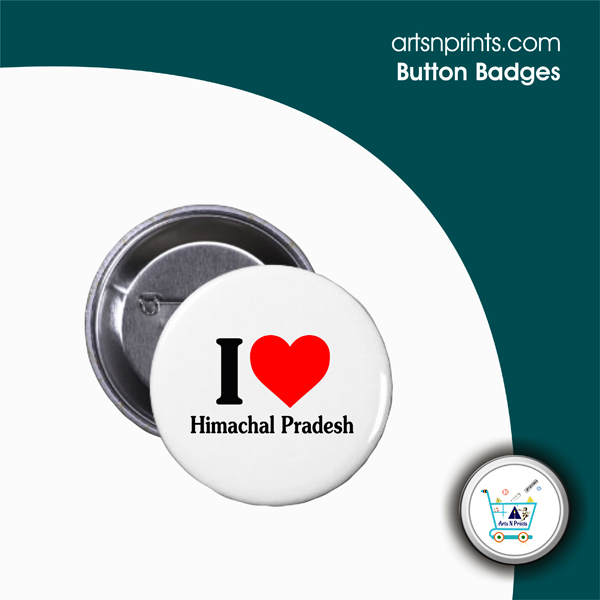 I love HIMACHAL PRADESH Button pocket badges made on demand or order by indiaartsnprints